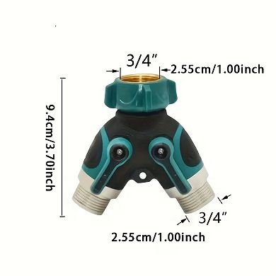 3/4" 2-Way Hose Splitter Adapter with Dual Shut-Off Valves