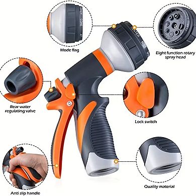 Heavy-Duty Anti-Slip Hose Nozzle with 8 Adjustable Watering Patterns