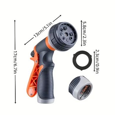 Heavy-Duty Anti-Slip Hose Nozzle with 8 Adjustable Watering Patterns