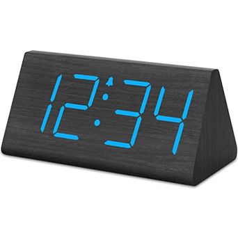 Wooden Alarm Clock Large Numbers USB Charger Adjustable Volume 5-Level Dimmer DST Wood Decor