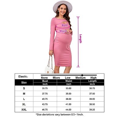 Maternity Dress Square Neck Hollow Knit Maternity Bodycon Dress