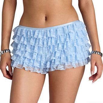 Women's Summer Casual Ruffle Lace Boho Bloomers Low Rise Multi-Layer Pleated Cute Sleep Shorts