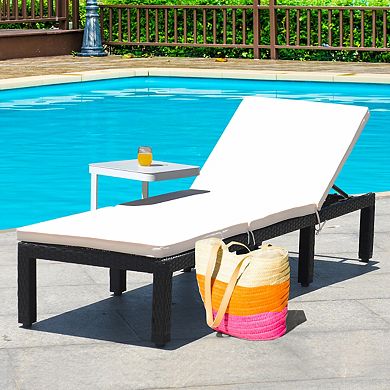 Costway Patio Lounge Chaise Couch Cushioned Rattan Height Adjustable Garden