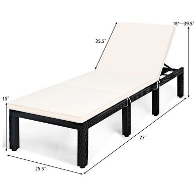 Costway Patio Lounge Chaise Couch Cushioned Rattan Height Adjustable Garden