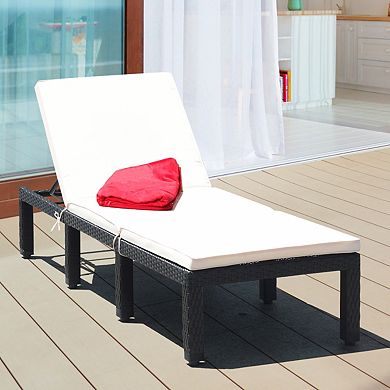 Costway Patio Lounge Chaise Couch Cushioned Rattan Height Adjustable Garden