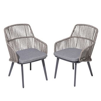 SUNSITT Patio Dining Chairs Set of 2, Woven Rope Outdoor Dining Chairs w/Steel Frame