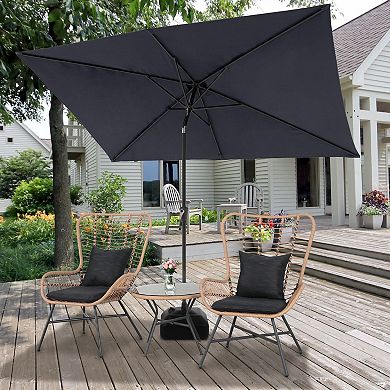 SUNSITT 6.6 x 9.8ft Rectangular Patio Umbrella, Outdoor Table Market Umbrella with Push Button Tilt