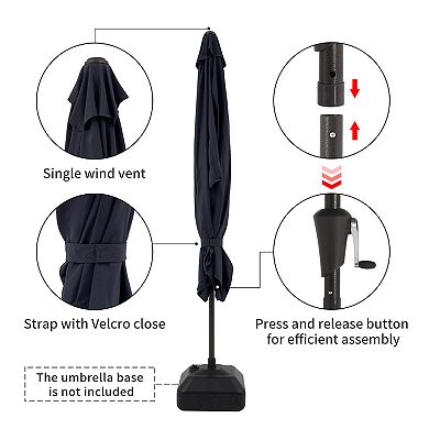 SUNSITT 6.6 x 9.8ft Rectangular Patio Umbrella, Outdoor Table Market Umbrella with Push Button Tilt