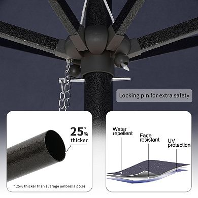 SUNSITT 6.6 x 9.8ft Rectangular Patio Umbrella, Outdoor Table Market Umbrella with Push Button Tilt