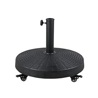 SUNSITT Patio Umbrella Base, Heavy-Duty Stand Resin Weights with Wheels