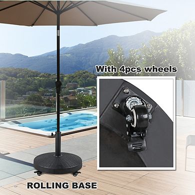 SUNSITT Patio Umbrella Base, Heavy-Duty Stand Resin Weights with Wheels