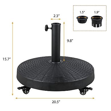 SUNSITT Patio Umbrella Base, Heavy-Duty Stand Resin Weights with Wheels