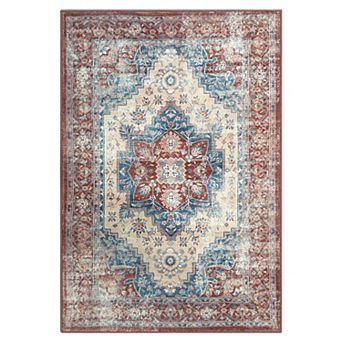 Fashionwu Vintage Rug Soft Thin Carpet for Living Room Washable Non Slip Mat for Bedroom