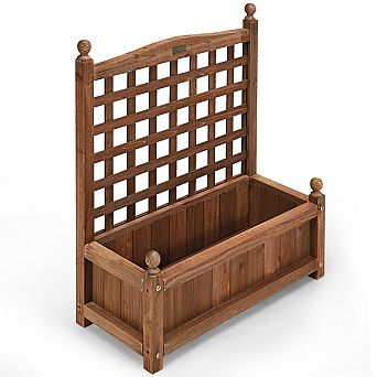 Costway Solid Wood Planter Box with Trellis Weather-Resistant Outdoor 25''x11''x30''