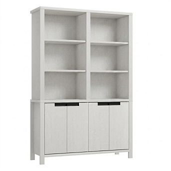 Dual-Layer Storage Bookshelf with Adjustable Shelves, Large Capacity Bookcase for Home Office