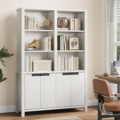 Dual-Layer Storage Bookshelf with Adjustable Shelves, Large Capacity Bookcase for Home Office
