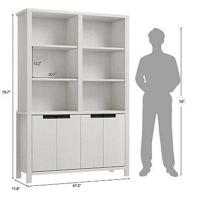 Dual-Layer Storage Bookshelf with Adjustable Shelves, Large Capacity Bookcase for Home Office
