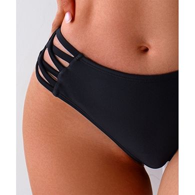 Women's Criss Cross Side Bikini Bottoms - High Cut Hipster Swim Briefs