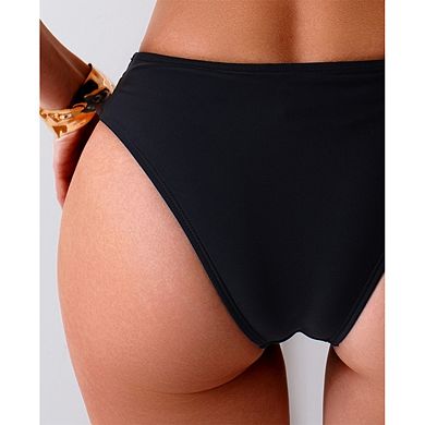 Women's Criss Cross Side Bikini Bottoms - High Cut Hipster Swim Briefs