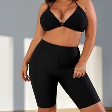 Women's High Waisted Swim Board Shorts - Tummy Control Bathing Suit Bottoms with Pockets