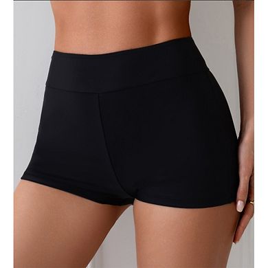 Women's High Waisted Swim Boyshorts - Tummy Control Bathing Suit Bottoms