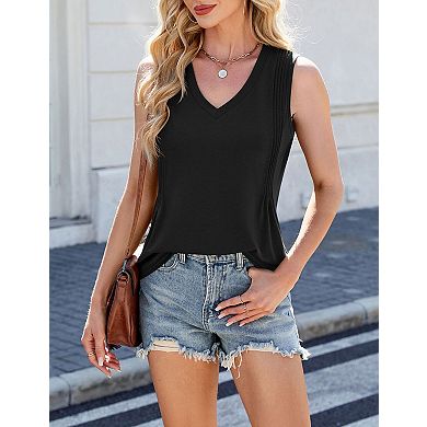 Women's V-Neck Sleeveless Blouse Soft Summer Top
