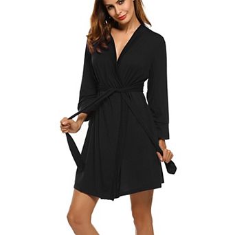 Zeagoo Bathrobe for Women Short Knit Summer Knee Length Robes 3/4 Sleeve Robe Loungewear