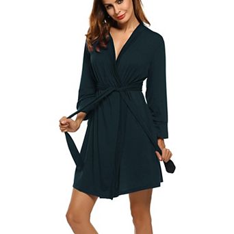 Zeagoo Bathrobe for Women Short Knit Summer Knee Length Robes 3/4 Sleeve Robe Loungewear