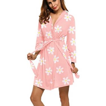 Zeagoo Bathrobe for Women Short Knit Summer Knee Length Robes 3/4 Sleeve Robe Loungewear