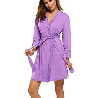 Zeagoo Bathrobe for Women Short Knit Summer Knee Length Robes 3/4 Sleeve Robe Loungewear