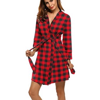 Zeagoo Bathrobe for Women Short Knit Summer Knee Length Robes 3/4 Sleeve Robe Loungewear