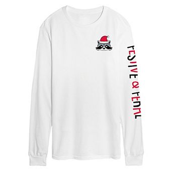 Men's Raccon Festive & Feral Long Sleeve Graphic T-Shirt