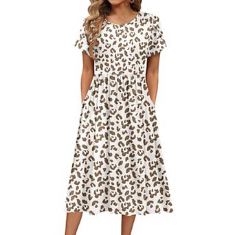 Zeagoo Women Summer Dress Short Sleeve a-line midi Dress Long Beach Sundress with Pockets