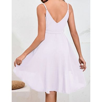 Women's Sleeveless Wrap High Low Hem Cami Dress
