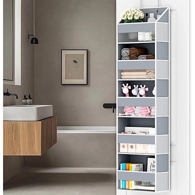 Our heavy duty door organizer hanging unit features reinforced stitching and sturdy support boards t