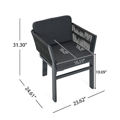 Outdoor Dining Chairs Set of 2 With Padded Cushions For Backyard