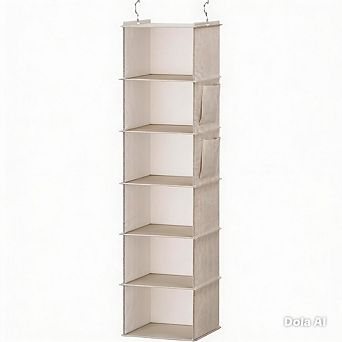 Hanging Closet Organizer with 6 Shelves and Side Pockets Storage Rack