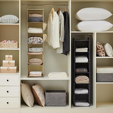 Hanging Closet Organizer with 6 Shelves and Side Pockets Storage Rack