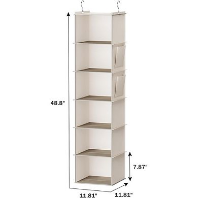 Hanging Closet Organizer with 6 Shelves and Side Pockets Storage Rack
