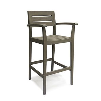 Bar Stool With Supportive Armrests In Acacia Wood For Outdoor Patio