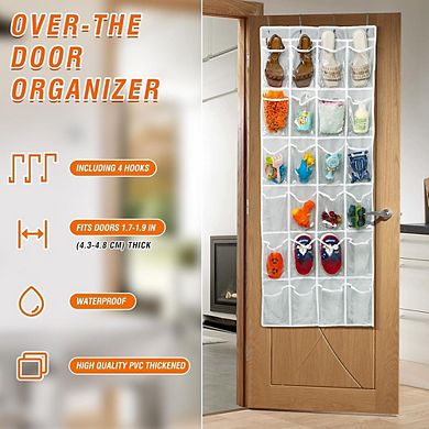 Over Door Hanging Shoe Organizer with 24 Pockets for Storage