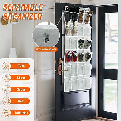 Over Door Hanging Shoe Organizer with 24 Pockets for Storage