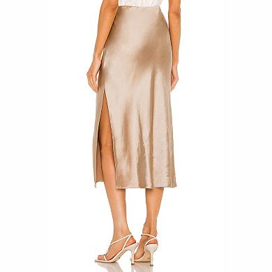 Women's Satin Slip Midi Skirt
