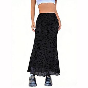 Women's Floral Mesh Midi Skirt
