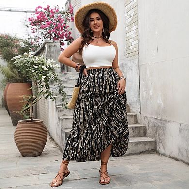 Women's Tiered Tie-Dye Maxi Skirt