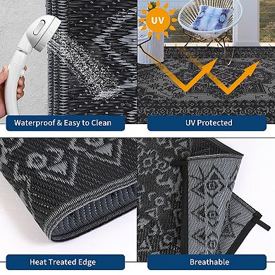 Outdoor Rugs, Reversible Waterproof Patio Carpet, Plastic Straw Rug Sun-Resistant RV Mat