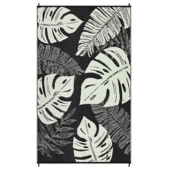 Modern Tropical Leaf Outdoor Rug Waterproof Plastic Straw Carpet UV-Resistant Reversible Mat