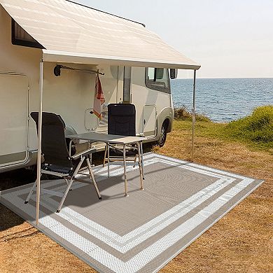 Waterproof Camping Outdoor Rug for Patio Easy-Clean Stain-Resistant Plastic Carpet