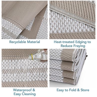 Waterproof Camping Outdoor Rug for Patio Easy-Clean Stain-Resistant Plastic Carpet