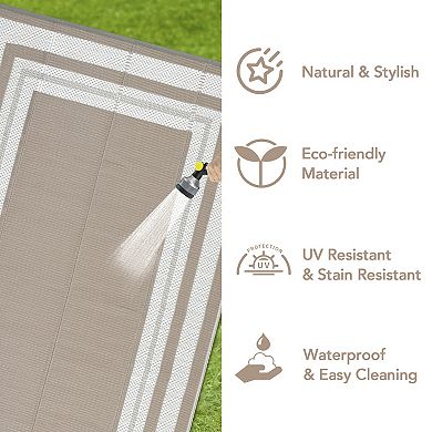 Waterproof Camping Outdoor Rug for Patio Easy-Clean Stain-Resistant Plastic Carpet